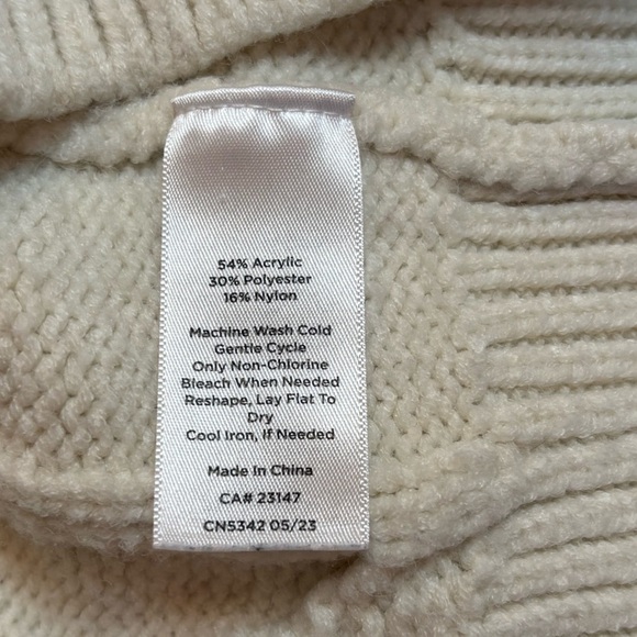 Talbots Sweater Cream Cable Knit Turtleneck Full Zip Cardigan Size XL - Picture 9 of 9